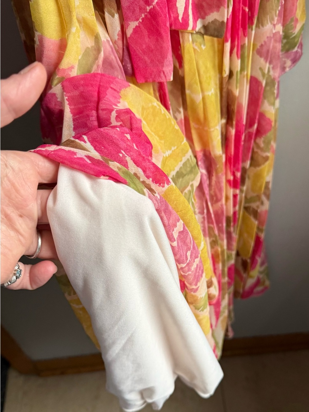 Zara Pink Yellow Green Floral Lightweight Dress XS - Picture 7 of 16